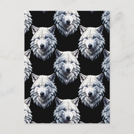 Wit Wolf Hoofd Patroon Ontwerp  Briefkaart (Voorkant)