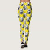 Wit Wolf Hoofd Patroon Ontwerp Geel  Leggings (Achterkant)