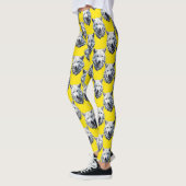 Wit Wolf Hoofd Patroon Ontwerp Geel  Leggings (Links)