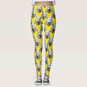 Wit Wolf Hoofd Patroon Ontwerp Geel  Leggings (Voorkant)