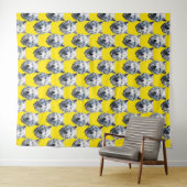Wit Wolf Hoofd Patroon Ontwerp Geel Wandkleed (In Situ (horizontaal))