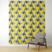 Wit Wolf Hoofd Patroon Ontwerp Geel Wandkleed (In situ)