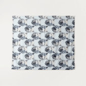 Wit Wolf Hoofd Patroon Ontwerp - Wit  Wandkleed (Voorkant (horizontaal))