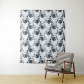 Wit Wolf Hoofd Patroon Ontwerp - Wit  Wandkleed (In situ)
