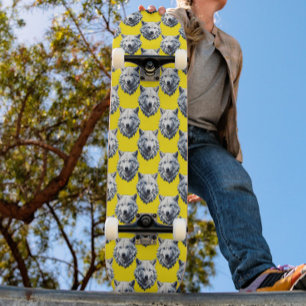 Wit Wolf Kop Patroon Design Geel Persoonlijk Skateboard