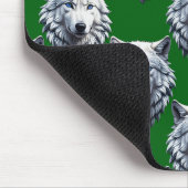 Wit Wolf Kop Patroon Design Groen Muismat (Hoek)