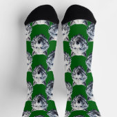 Wit Wolf Kop Patroon Design Groen  Sokken (Top)