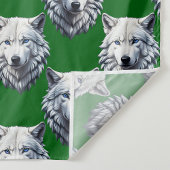 Wit Wolf Kop Patroon Design Groen Stof