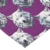 Wit Wolf Kop Patroon Design Paars Tafelkleed (Gekanteld)