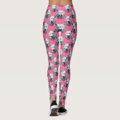 Wit Wolf Kop Patroon Design Roze  Leggings (Achterkant)