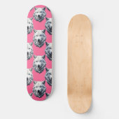 Wit Wolf Kop Patroon Design Roze Persoonlijk Skateboard (Voorkant)