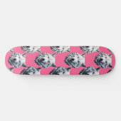 Wit Wolf Kop Patroon Design Roze Persoonlijk Skateboard (Horizontaal)