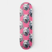 Wit Wolf Kop Patroon Design Roze Persoonlijk Skateboard (Voorkant)