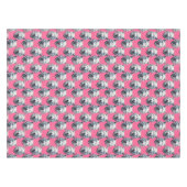 Wit Wolf Kop Patroon Design Roze Tafelkleed (Voorkant (Horizontaal))