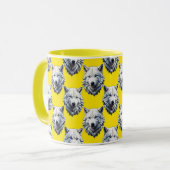 Wit Wolf Kop Patroon Ontwerp Geel (Voorkant links)