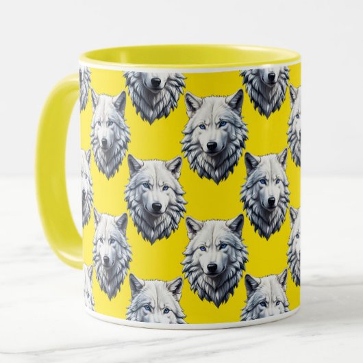 Wit Wolf Kop Patroon Ontwerp Geel