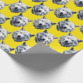 Wit Wolf Kop Patroon Ontwerp Geel Cadeaupapier (Hoek)