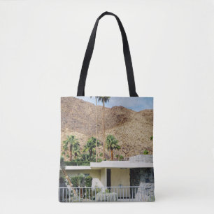 WIT-WOODEN FENCE NEAR GREEN PALM TREE TIJDENS DAG TOTE BAG