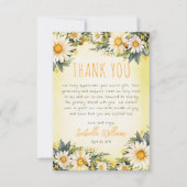 Wit | Yellow Daisies Floral Baby shower Bedankkaart (Voorkant)