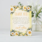 Wit | Yellow Daisies Floral Baby shower Bedankkaart (Staand voorkant)