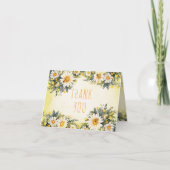 Wit | Yellow Daisies Floral Baby shower Bedankkaart (Voorkant)