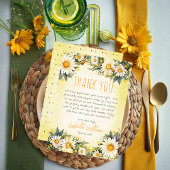 Wit | Yellow Daisies Floral Baby shower Bedankkaart