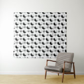 Wit Yinyang-symbool Chinees patroon Wandkleed (In Situ (horizontaal))