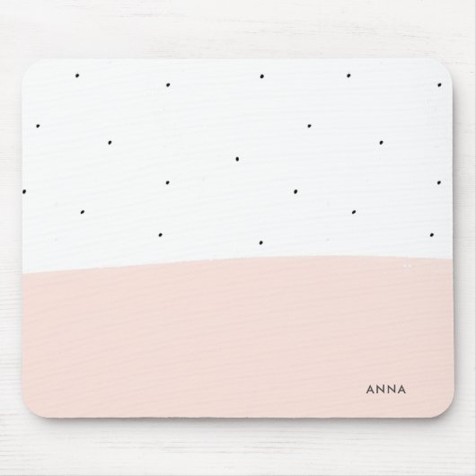 Wit & zacht roze penseelstreken modern ontwerp muismat (Voorkant)