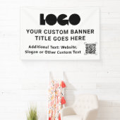 Wit zakelijk logo bedrijf QR Promo Custom 4'x6'  Spandoek (Insitu)
