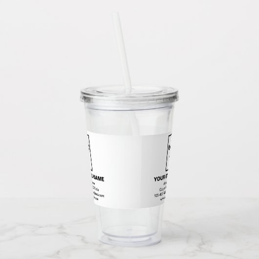 Wit Zakelijk Merk op Acryl Tumbler Acryl Drinkbeker (Links)