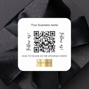 Wit zakelijk naam qr-code logo vierkante sticker