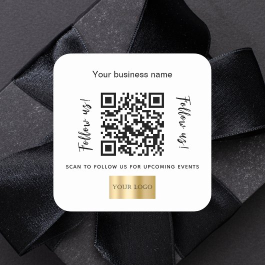 Wit zakelijk naam qr-code logo vierkante sticker