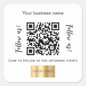 Wit zakelijk naam qr-code logo vierkante sticker (Voorkant)