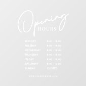 Wit Zakelijk Openingstijden Eenvoudig Modern Lette Raamsticker (Vel)