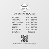 Wit Zakelijk Openingstijden Modern Schrift QR Raamsticker (Vel)