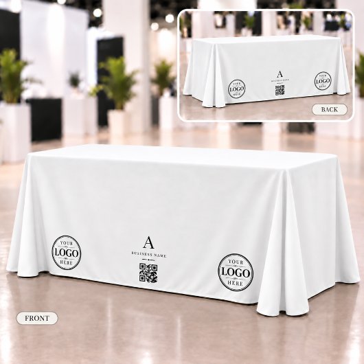 Wit Zakelijk QR-code Logo Tafelbanner Tafelkleed