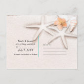 Wit Zand Strand Zeester Blauwe Oceaan Bewaar de Da Aankondigingskaart (Achterkant)