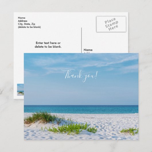 Wit zandstrand Florida Kustlijn Dank je Briefkaart (Voorkant / Achterkant)