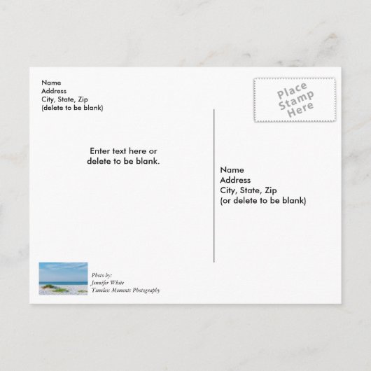 Wit zandstrand Florida Kustlijn Dank je Briefkaart (Achterkant)