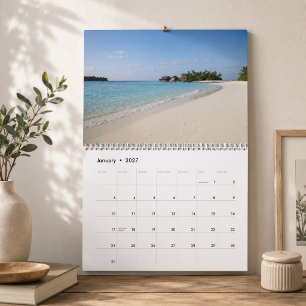 Wit Zandstrand Fotografie Oceaanzicht Tropisch Kalender