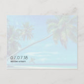 Wit Zandstrand met Kokospalmen Bruiloft STD Aankondigingskaart (Achterkant)