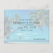 Wit Zandstrand met Kokospalmen Bruiloft STD Aankondigingskaart (Voorkant)