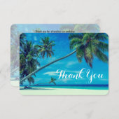 Wit zandstrand met palmbomen bruiloft Bedankt Kaart (Voorkant / Achterkant)