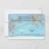 Wit zandstrand met palmbomen bruiloft Bedankt Kaart (Achterkant)