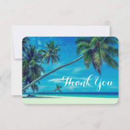 Wit zandstrand met palmbomen bruiloft Bedankt Kaart