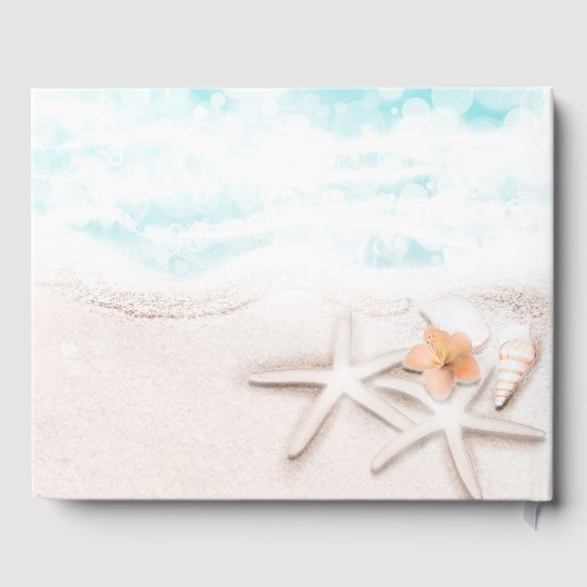 Wit Zandstrand Zeester Blauwe Oceaan Tropisch Gastenboek (Achterkant)