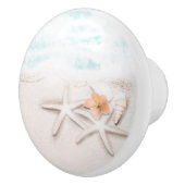 Wit Zandstrand Zeester Blauwe Oceaan Tropisch Keramische Knop (Rechts)