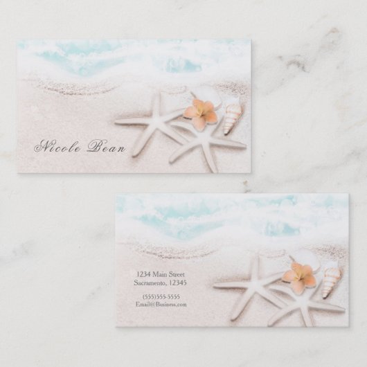 Wit Zandstrand Zeester Blauwe Oceaan Tropisch Visitekaartje (Voorkant / Achterkant)
