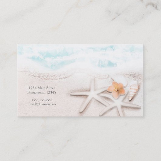 Wit Zandstrand Zeester Blauwe Oceaan Tropisch Visitekaartje (Achterkant)