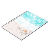 Wit Zandstrand Zeesterren Blauwe Oceaan Tropical Notitieboek (Linkerzijde)